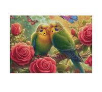 Red Rose Green Parrot Couple 300 Pc Classic Jigsaw Puzzle Fantastic Beasts Puzzle for Adults Hard Challenging Hobby Home Decor Poster Eco Friendly Material 300 PCS