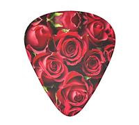 Red rose Guitar Picks 12 Pack Set Guitar Gift for Bass Picks Acoustic Guitars Plectrums with Clear Storage Box