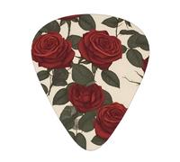 Red rose Guitar picks in thin, medium, and thick sizes, 12-piece set, suitable for electric guitar and various instruments