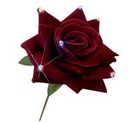 Red Rose Hair Stick with Rhinestones, Elegant Flower Pin for Women | Alloy and Fabric Build, Secure Updo Support, Medium and Long Hair, Photo Props, Birthday Use