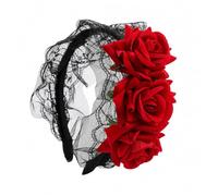 Red Rose Halloween Headband for Women, Day of the Dead Headband