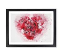 Red Rose Heart In Abstract Modern Art Framed Print | A2 Black Framed Wall Art | Ready to Hang | Abstract Floral Picture | Living Room Bedroom Lounge Office