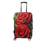 Red Rose in Rain Funny Suitcases Cover Travel Accessories Washable Suitcase Protector Fits 19-32 Inch S