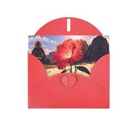 Red rose in the desert patterns Red Pearlescent Paper Holiday Cards 6x4 Inches - With Envelopes for Birthdays, Weddings, and Condolences