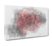 Red Rose in the Shadows Canvas Print | Gallery Wrapped 30mm Frame Wall Art | 30x20 inches | Ready to Hang | Modern Floral Picture | Living Room Bedroom Lounge Office