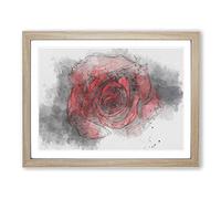 Red Rose In The Shadows In Abstract Modern Art Framed Wall Art Print, Ready to Hang Picture for Living Room Bedroom Home Office Décor, Oak A3 (46 x 34 cm)
