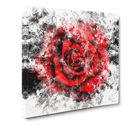 Red Rose in the Shadows Watercolour Canvas Print | Gallery Wrapped 30mm Frame Wall Art | 20x20 inches | Ready to Hang | Modern Floral Picture | Living Room Bedroom Lounge Office