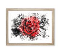 Red Rose In The Shadows Watercolour Modern Framed Wall Art Print, Ready to Hang Picture for Living Room Bedroom Home Office Décor, Oak A3 (46 x 34 cm)