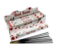 Red Rose Incense Sticks - 6 Packs (120 Sticks Total) with JRose Burner - Romantic Floral & Calming Aroma - Perfect for Meditation, Yoga, Relaxation, and Home Fragrance