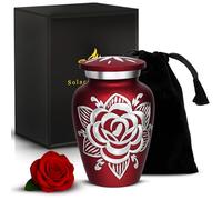 Red Rose Keepsake Urn - Mini Urns For Human Ashes With Black Box & Bag - Handcrafted Red Urn for Ashes Adult Small - Honour Your Loved One with Rose Cremation Urn Red - Small Urns for Men & Women