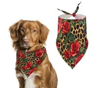 Red Rose Leopard Cute Dog Bandanna Scarf Printed Adjustable Triangle Pet Kerchief for Dogs And Cats