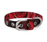 Red Rose Love Heart Dog Collar Adjustable Soft and Comfortable Puppy Collars with Metal Buckle Pet Collar for Small Medium Pet