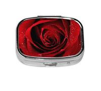Red Rose,Meta Pill Box 2 Compartment Medicine Case,Portable Organizer