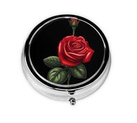 Red Rose Mini Round Pill Box, can be Put into Wallet, Pocket, Light and Convenient, 3 Compartment Pill Box, Portable Pill Box,