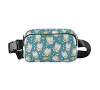 Red Rose Multipurpose Crossbody Bag Waist Packs with Adjustable Strap for Travel Shopping Running, Cute White Cat Astronaut Floating in Space, One Size