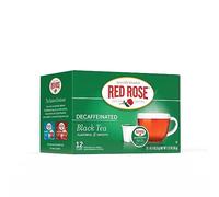 Red Rose Naturally Decaffeinated Black Tea Specially Blended with 12 Single Serve Tea Cups K-Cups by Decaf Black Tea Infusion Hot/Cold Full Body K-Cups