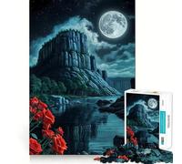 Red Rose Night Atmosphere Jigsaw Puzzle 1000 Piece for Teenagers Reason Skill Toy Relaxing Fun Exact Cut (38x26cm)