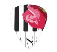 Red Rose On Piano Musical Notes,12 Pcs Guitar Pick,3 Different Thickness Plectrums for Acoustic Guitar Bass Ukulele (0.46mm 0.96mm 0.71mm)