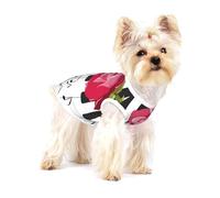 Red Rose On Piano Musical Notes,Cotton Sleeveless Pet T-Shirt Soft Stretchy Puppy Breathable Vest,S