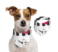 Red Rose On Piano Musical Notes,Dog Bandanas Cotton Pet Scarf Adjustable Bibs for Pet,S