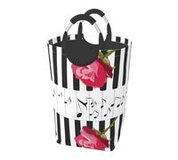 Red Rose On Piano Musical Notes, Laundry Hamper, Collapsible Laundry Basket Large Durable Storage Bin with Handles 50L