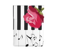 Red Rose On Piano Musical Notes, PU Leather Laptop Sleeve, Notebook Bag Laptop Case Sleeve Tablet Briefcase