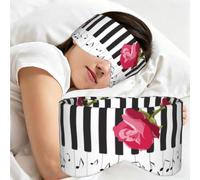 Red Rose On Piano Musical Notes, Sleep Mask for Home Travel, Full Eye Covers Light Blocking Eye Mask Sleep Eye and Ear Muffs