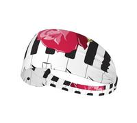 Red Rose On Piano Musical Notes,Sports Sweatband for Unisex Multi Headband Elastic Exercise Hairband
