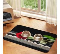 Red Rose on Piano Patterned Pet Feeding Mat with Water-Absorbing PU Top & Rubber Base - Anti-Slip Dog Cat Food Mat for Cats, Dogs & Pets, 30x45cm