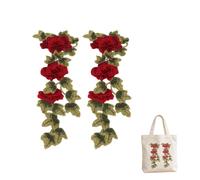 Red Rose Patch Embroidered 2Pcs Patch Embroidered Floral Applique Sequins Embroidery Flower Iron on Applique Sew on Appliquepatch for Clothes Jackets Jeans Craft Sewing Clothing