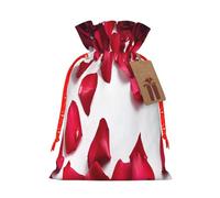 (Red Rose Petals) Large Reusable Burlap Pouches Rustic Wedding Favor Xmas Bags Drawstring Gift Sacks Bulk Party. S Size