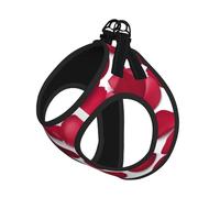 Red Rose Petals Print Adjustable Reflective Harness Leash Set For Cats, Dogs And Small Pets, Soft Breathable Mesh Walking Vest With Escape-Proof Lead