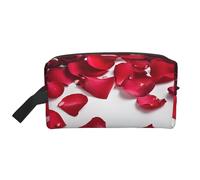 (Red Rose Petals) Print Large Travel Toiletry Bag - 600d Oxford Fabric, Foam Padding, Gym & Weekend Trip Organizer