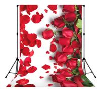 Red Rose Petals Print Photo Studio Background 5x7ft Soft Photo Backdrop Curtain For Studio Content Creator Equipment