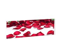 Red Rose Petals -Rectangular Acrylic Table Signs - Clear Custom Nameplates For Office Desk, Restaurant, Events - Smooth Edge Professional Signage.