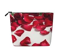 Red Rose Petals - Themed Makeup Bag - Waterproof Hemp Cosmetic Pouch for Travel, Daily Use & Gifts (9.5x6.7x2in)