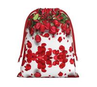 Red Rose Petals Ultra Soft Velvet Gift Bag, Comfortable To The Touch, Reusable