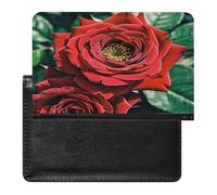 Red Rose Photo Passport Holder Passport Cover Protector Essentials with Credit Card Slots for Women Men