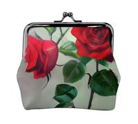 Red Rose Picture Print Stylish Unique Coin Purse Cute Mini Wallet with Kiss Lock Waterproof for Coins