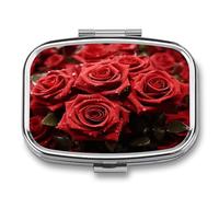 Red Rose Pill Box Pill Organizer Pill Case 2 Compartment Medicine Pill Organizer Small Pill Case Pill Container Pill Holder Cute Pill Box Mini Pill Case