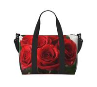 Red Rose prin Printed Travel Duffel Bag for Women Men - Weekend Overnight Bags with Adjustable Shoulder Strap and Handle