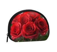 Red Rose prin Prints Coin Purse Shell Mini Pouch Wallet Change Bag for Women Girls Kids