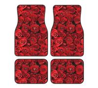 Red Rose Print Car Foot Mats 4-Piece Set, Floor Mats for Cars/Trucks/Vans, Easy Clean Auto Mats