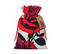 Red Rose Print Gift Drawstring Bags Reusable Present Sack Versatile Birthday Holiday Party Favors