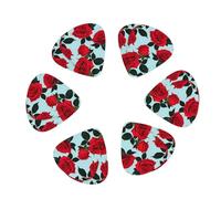 Red Rose Print Guitar and Ukulele Picks For Music Lovers 12 PCS Mixed Gauges(0.46/0.71/0.96mm)