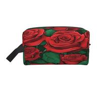 (red Rose) Print Large Travel Toiletry Bag - 600d Oxford Fabric, Foam Padding, Gym & Weekend Trip Organizer