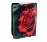 red rose print Printed Passport Holder - 6.5 x 4.5 Inch RFID Blocking Travel Wallet,Stylish Passport Cover,Lightweight Document Organizer for Cards
