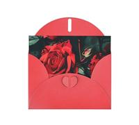 red rose print Prints Pearl Paper Horizontal Festival Greeting Card for Birthday Cards and All Occasions, Red