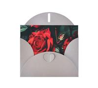 red rose print Prints Pearl Paper Horizontal Festival Greeting Card for Birthday Cards and All Occasions, Gray