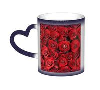 Red Rose Print Thermal Color Changing Mug, Ceramic Coffee Cup, Magic Mug for Home Office Cafe